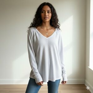 Tribal V-Neck Mesh Long Sleeve Top | Size XXL